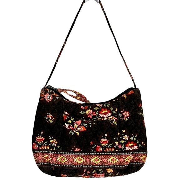 Vera Bradley Handbags - Vera Bradley Chocolat Brown Floral Molly Small Purse Bag Quilted Rare
